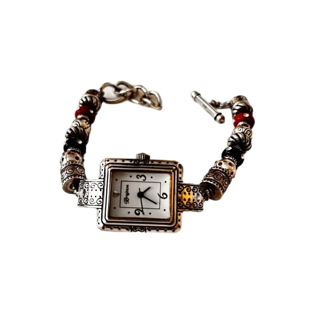 Brighton Short Hills Japan Movement Silver Watch 14 Colorful Beads New Battery